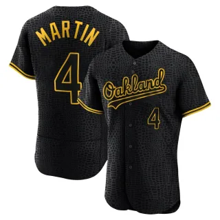 Men's Authentic Black Billy Martin Oakland Athletics Snake Skin City Jersey