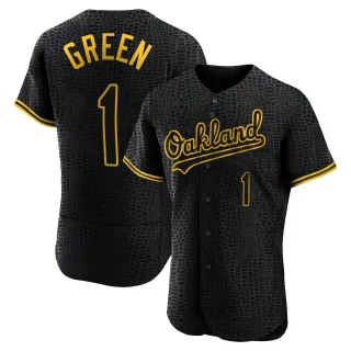 Men's Authentic Black Dick Green Oakland Athletics Snake Skin City Jersey