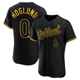 Men's Authentic Black Gunnar Hoglund Oakland Athletics Snake Skin City Jersey