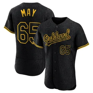 Men's Authentic Black Trevor May Oakland Athletics Snake Skin City Jersey