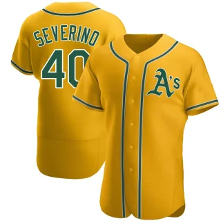 Men's Authentic Gold Luis Severino Oakland Athletics Alternate Jersey