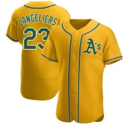 Men's Authentic Gold Shea Langeliers Oakland Athletics Alternate Jersey