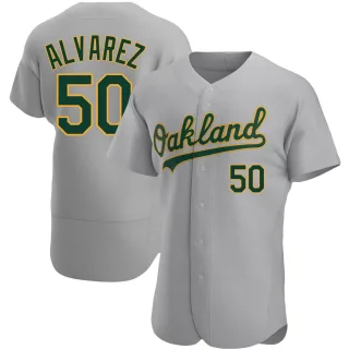 Men's Authentic Gray Armando Alvarez Oakland Athletics Road Jersey