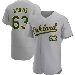 Men's Authentic Gray Hogan Harris Oakland Athletics Road Jersey