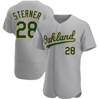 Men's Authentic Gray Justin Sterner Oakland Athletics Road Jersey