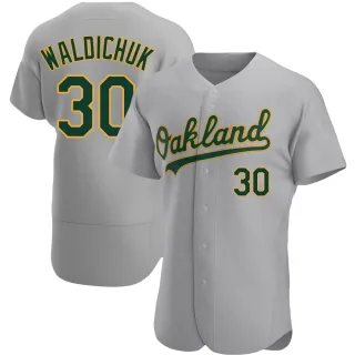 Men's Authentic Gray Ken Waldichuk Oakland Athletics Road Jersey