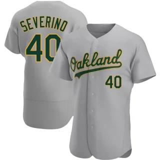 Men's Authentic Gray Luis Severino Oakland Athletics Road Jersey