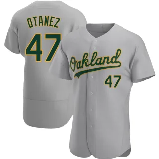 Men's Authentic Gray Michel Otanez Oakland Athletics Road Jersey