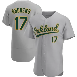 Men's Authentic Gray Mike Andrews Oakland Athletics Road Jersey