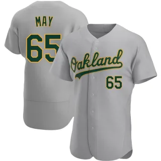 Men's Authentic Gray Trevor May Oakland Athletics Road Jersey