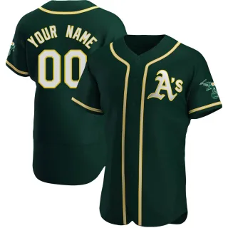 Men's Authentic Green Custom Oakland Athletics Alternate Jersey