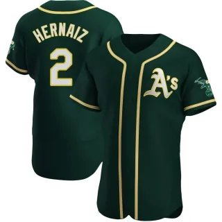 Men's Authentic Green Darell Hernaiz Oakland Athletics Alternate Jersey