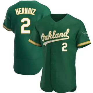 Men's Authentic Green Darell Hernaiz Oakland Athletics Kelly Alternate Jersey