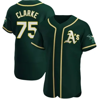 Men's Authentic Green Denzel Clarke Oakland Athletics Alternate Jersey