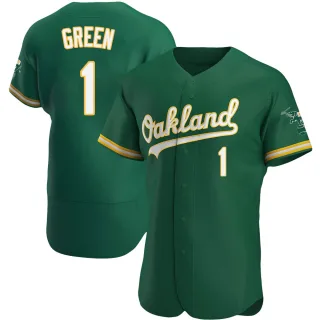 Men's Authentic Green Dick Green Oakland Athletics Kelly Alternate Jersey