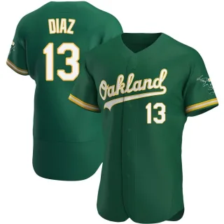 Men's Authentic Green Jordan Diaz Oakland Athletics Kelly Alternate Jersey