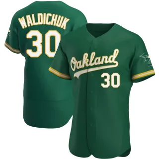 Men's Authentic Green Ken Waldichuk Oakland Athletics Kelly Alternate Jersey