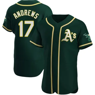 Men's Authentic Green Mike Andrews Oakland Athletics Alternate Jersey