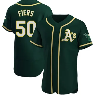 Men's Authentic Green Mike Fiers Oakland Athletics Alternate Jersey