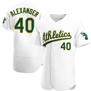 Men's Authentic White CJ Alexander Oakland Athletics Home Jersey