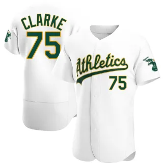 Men's Authentic White Denzel Clarke Oakland Athletics Home Jersey