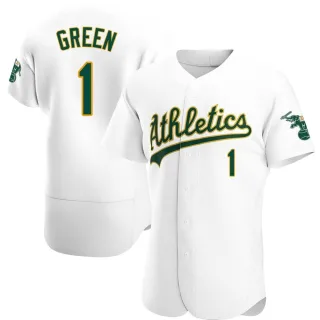 Men's Authentic White Dick Green Oakland Athletics Home Jersey