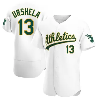 Men's Authentic White Gio Urshela Oakland Athletics Home Jersey