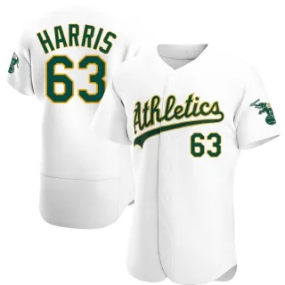 Men's Authentic White Hogan Harris Oakland Athletics Home Jersey