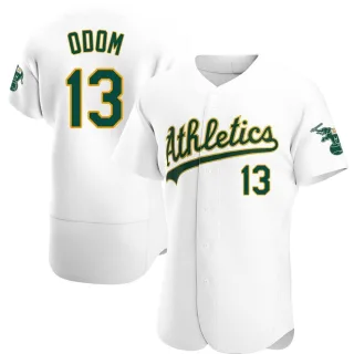 Men's Authentic White John Odom Oakland Athletics Home Jersey