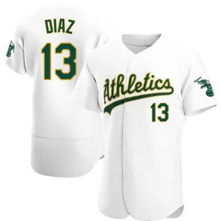 Men's Authentic White Jordan Diaz Oakland Athletics Home Jersey