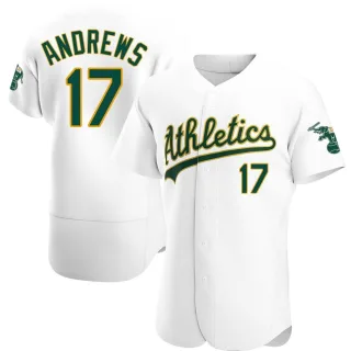 Men's Authentic White Mike Andrews Oakland Athletics Home Jersey