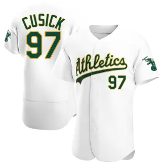 Men's Authentic White Ryan Cusick Oakland Athletics Home Jersey