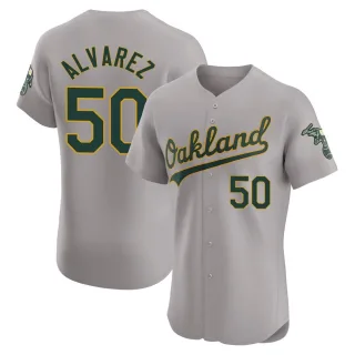 Men's Elite Gray Armando Alvarez Oakland Athletics Road Jersey