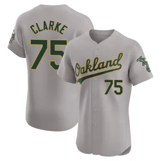 Men's Elite Gray Denzel Clarke Oakland Athletics Road Jersey