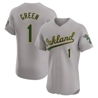 Men's Elite Gray Dick Green Oakland Athletics Road Jersey