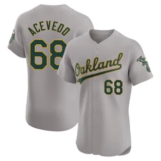 Men's Elite Gray Domingo Acevedo Oakland Athletics Road Jersey