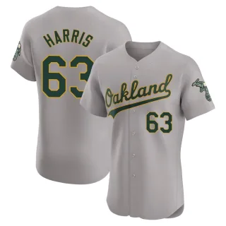 Men's Elite Gray Hogan Harris Oakland Athletics Road Jersey