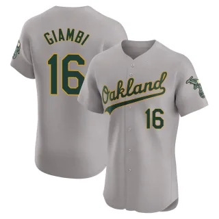 Men's Elite Gray Jason Giambi Oakland Athletics Road Jersey