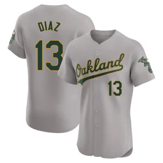 Men's Elite Gray Jordan Diaz Oakland Athletics Road Jersey