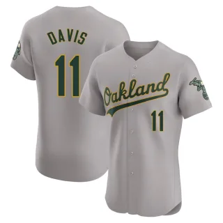 Men's Elite Gray Khris Davis Oakland Athletics Road Jersey