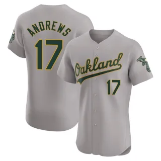 Men's Elite Gray Mike Andrews Oakland Athletics Road Jersey