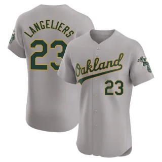 Men's Elite Gray Shea Langeliers Oakland Athletics Road Jersey