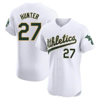 Men's Elite White Catfish Hunter Oakland Athletics Home Jersey