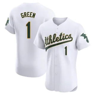 Men's Elite White Dick Green Oakland Athletics Home Jersey