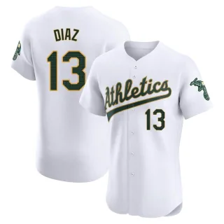 Men's Elite White Jordan Diaz Oakland Athletics Home Jersey