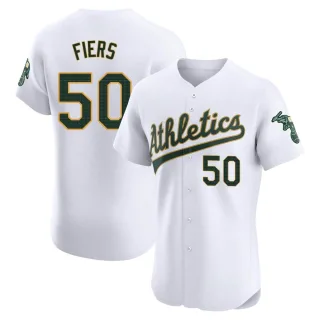 Men's Elite White Mike Fiers Oakland Athletics Home Jersey