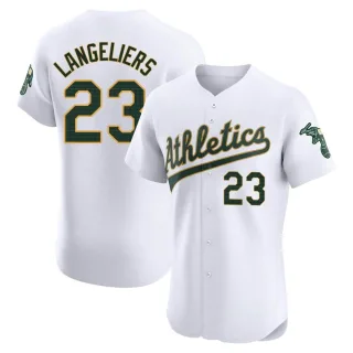 Men's Elite White Shea Langeliers Oakland Athletics Home Jersey