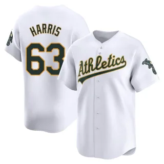 Men's Limited White Hogan Harris Oakland Athletics Home Jersey