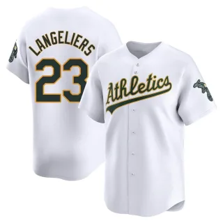 Men's Limited White Shea Langeliers Oakland Athletics Home Jersey