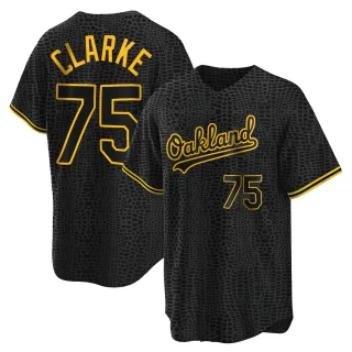 Men's Replica Black Denzel Clarke Oakland Athletics Snake Skin City Jersey